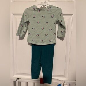 Cat & Jack Mint Rainbow Shirt and Teal Pants Set